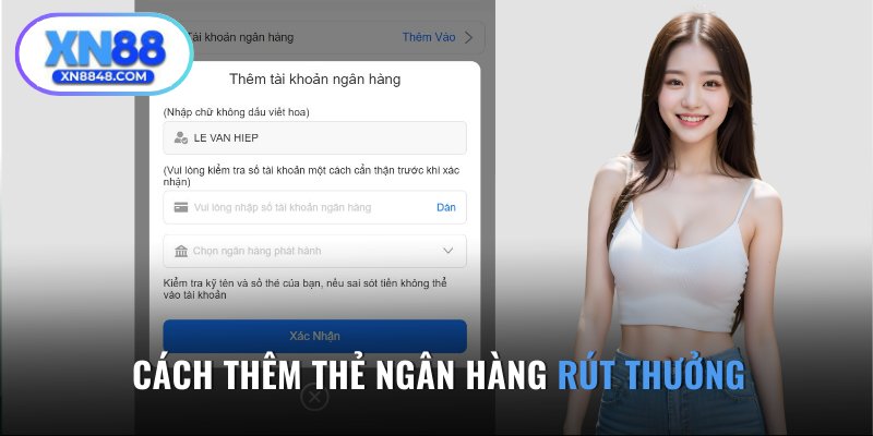 Chỉ dẫn cách thêm thẻ ngân hàng rút thưởng