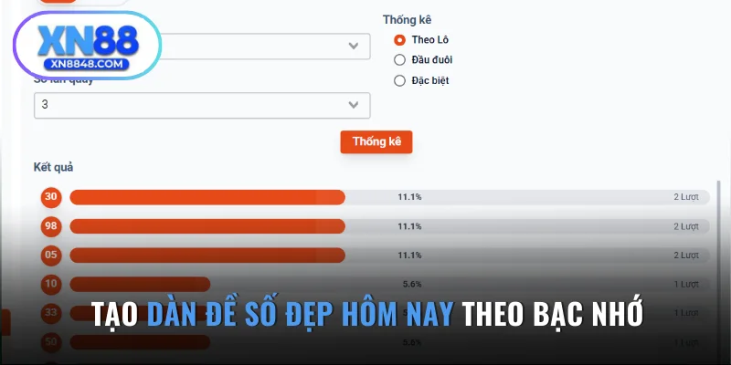 Tạo dàn đề số đẹp hôm nay theo bạc nhớ