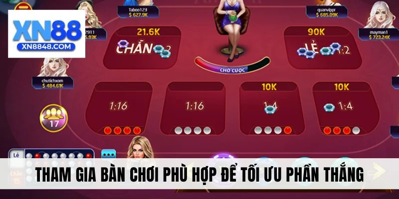 Tham gia bàn chơi phù hợp để tối ưu phần thắng